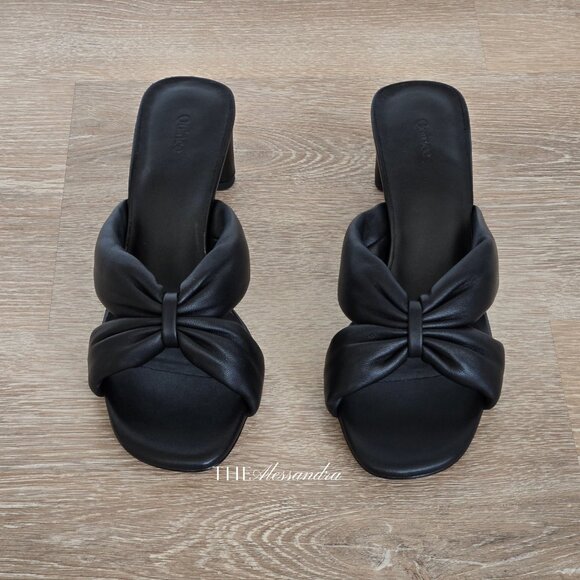 Quince Italian Leather Twist Mid Heel Mule Black Size 8 New In Box MSRP $79.90 - Picture 10 of 16